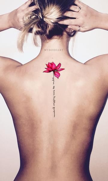 Hayln Watercolor Pink Floral Flower Lotus Script Quote Temporary Tattoo -   19 watercolor tattoo lily
 ideas