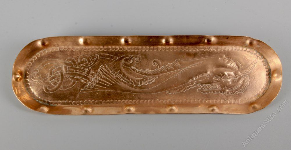 Antiques Atlas - Arts & Crafts Copper Pen Tray With Dragon Motif -   20 desk decor copper
 ideas