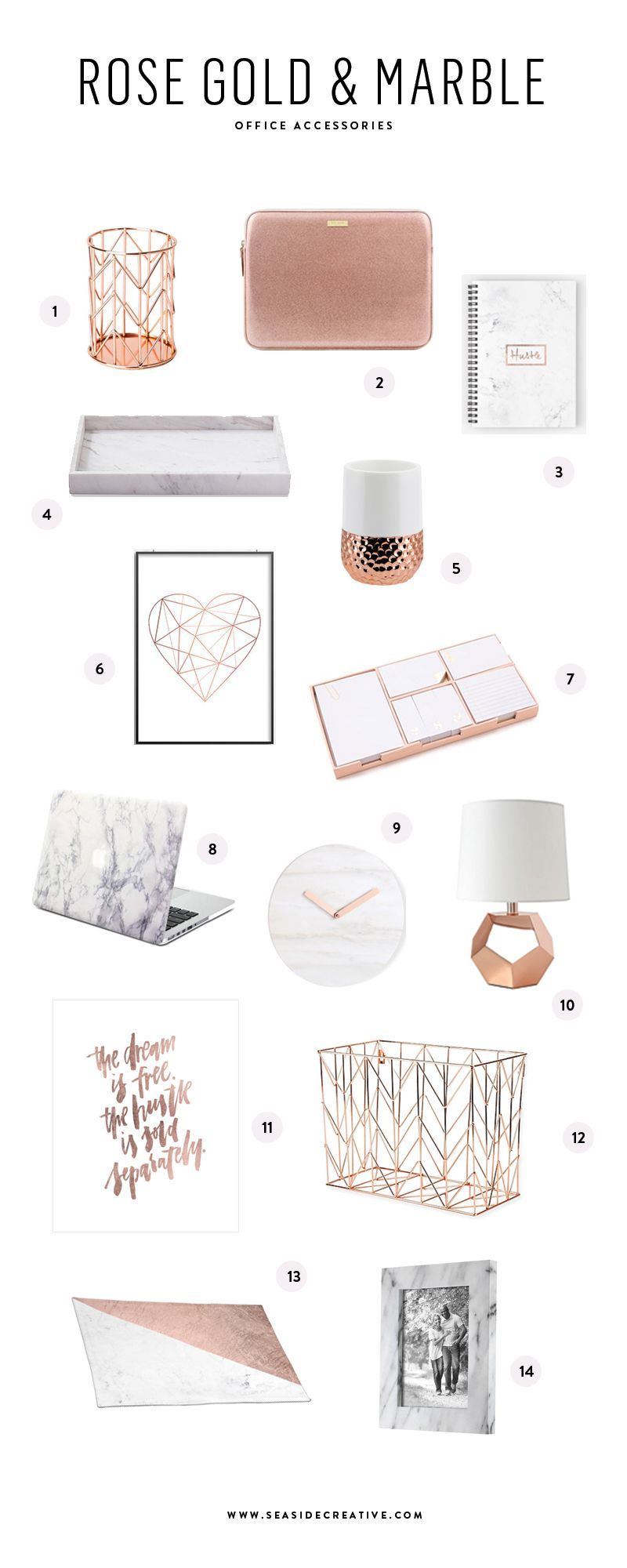 Beautiful Rose Gold & Marble Office Accessories -   20 desk decor copper
 ideas