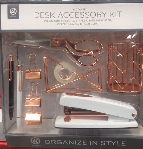 Desk Accessory Organization Kit, Rose Gold DescriptionThis 10-piece desk organization kit is as functional as it is beautiful! It makes a great g -   20 desk decor copper
 ideas