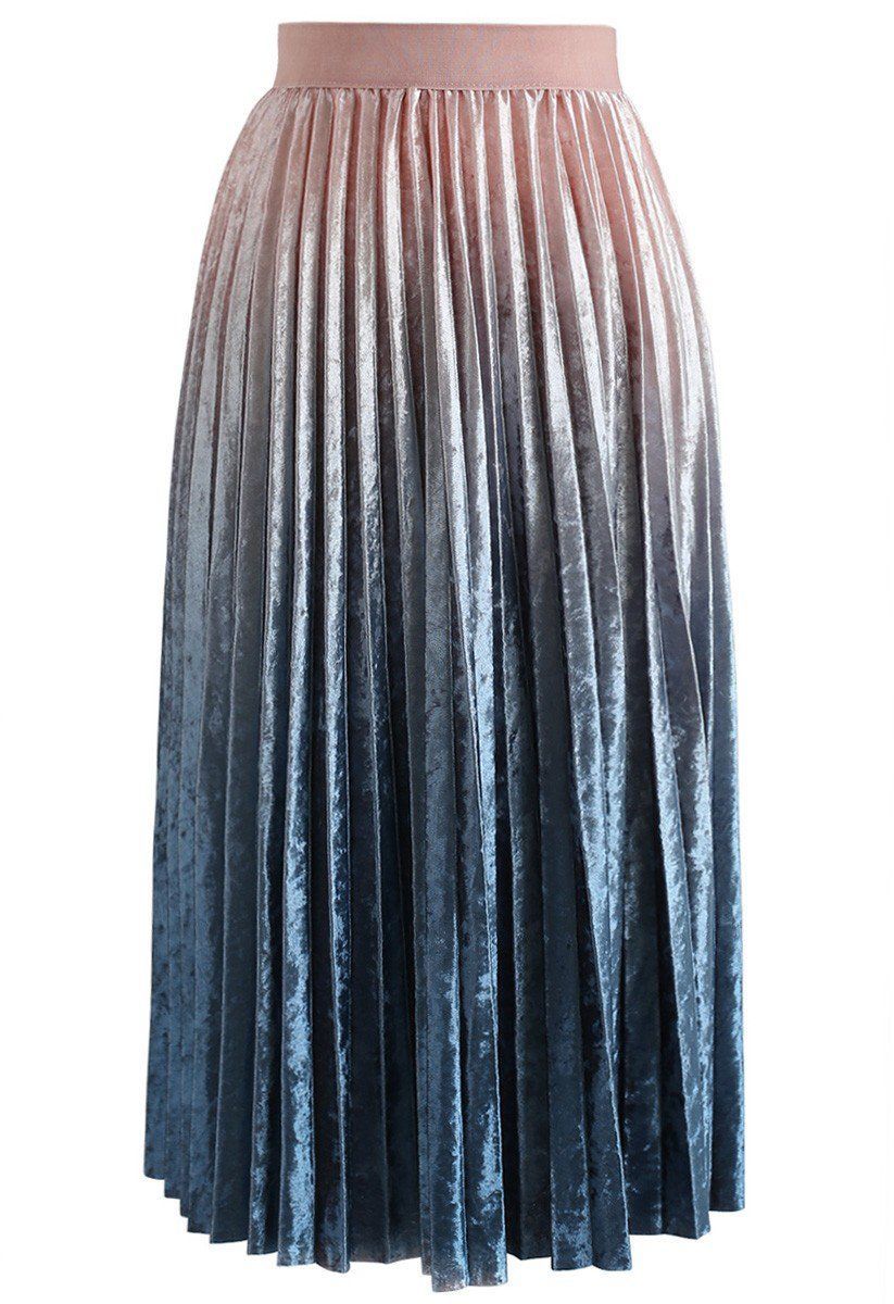 Deep Listening Gradient Velvet Midi Skirt in Pink -   20 indie chic style
 ideas