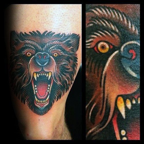 50 Traditional Bear Tattoo Designs For Men - Old School Ideas -   20 mens tattoo traditional
 ideas