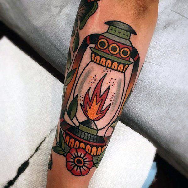 60 Lantern Tattoo Designs For Men - Flaming Ink Ideas -   20 mens tattoo traditional
 ideas