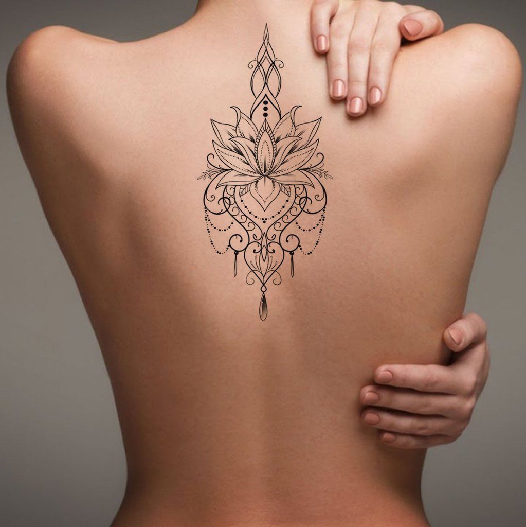 Mallana Boho Lotus Chandelier Jewelry Temporary Tattoo -   20 tribal flower tattoo
 ideas