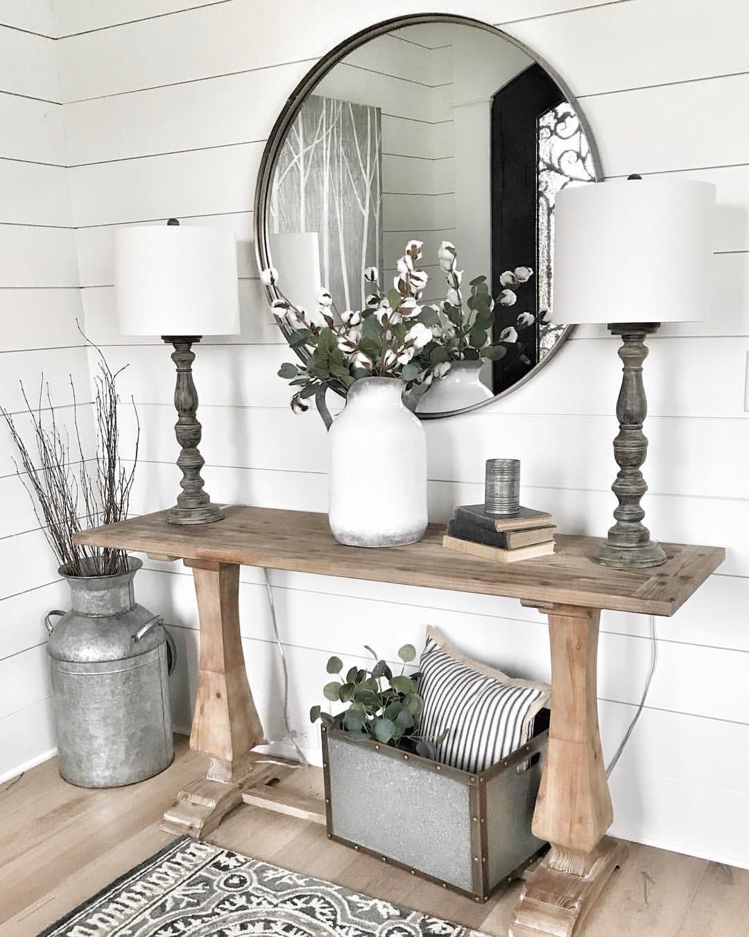 When your client asks you to decorate her gorgeous shiplap entryway, you say....YES PLEASE!!! I had so much fun adding a little farmhouse… -   21 entryway decor mirror
 ideas