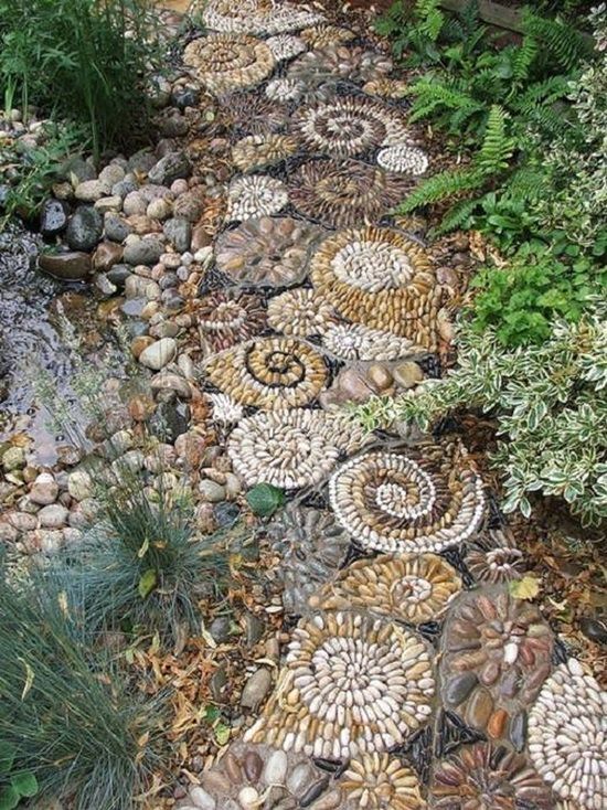 DIY Spiral Rock Pebble Mosaic Path I Wish to Have -   22 chodnik garden path ideas