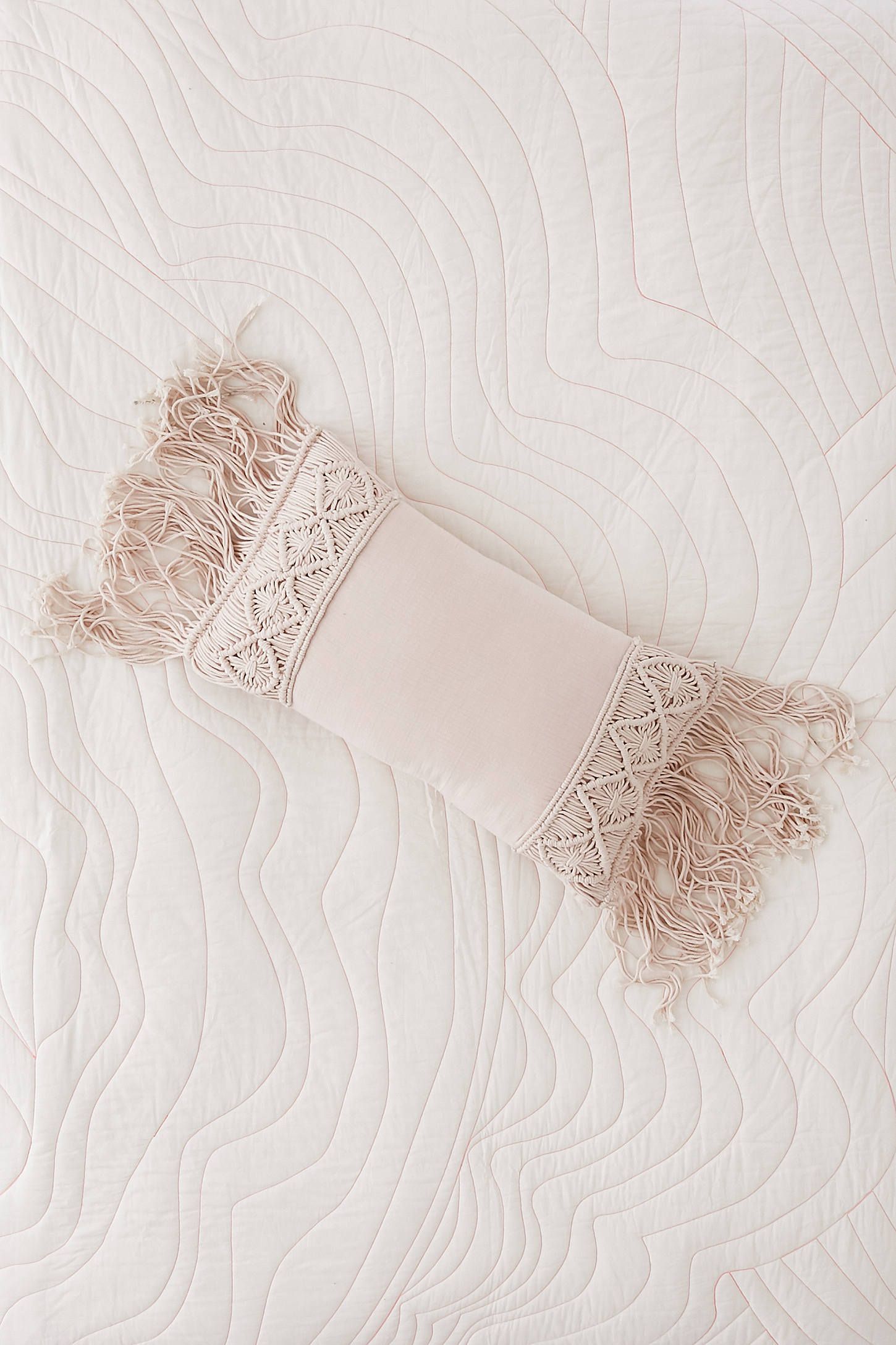 Aiko Crochet Fringe Bolster Pillow -   22 decor pillows with trim
 ideas