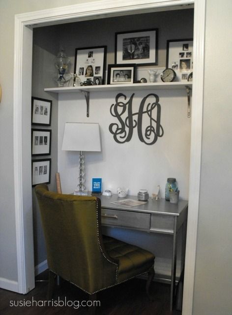 Quite possibly the coolest way to give an odd (or unused) closet a facelift. I freaking love this!! -   22 diy closet office
 ideas