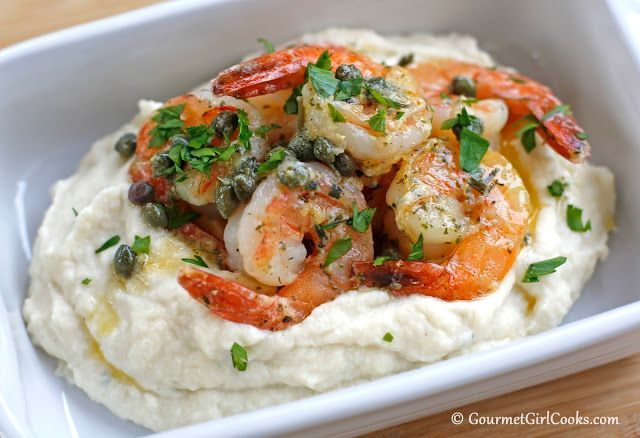 Easy Shrimp Piccata over Rich Parmesan Cauliflower Mash - Low Carb -   22 gourmet seafood recipes
 ideas