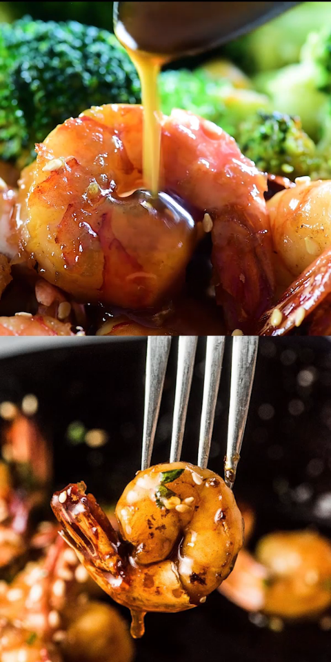 Sticky Honey Garlic Prawns with Ginger Broccoli -   22 gourmet seafood recipes
 ideas
