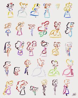Minimalist Disney girls. I love the Tinkerbell one! So cute. -   22 minimalist disney tattoo
 ideas