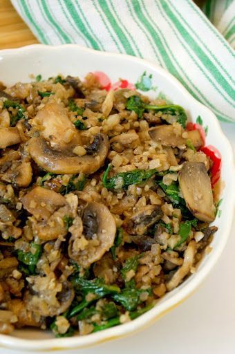 Low Carb Mushroom & Spinach Cauliflower Rice -   22 riced cauliflower recipes
 ideas