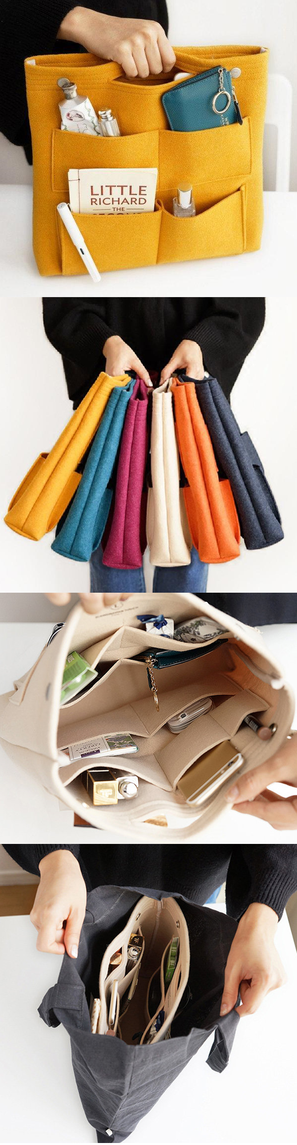 $19.99 USD Bag in Bag Felt Casual Travel Multi-pockets Storage Bag Liner Package Cosmetic Bag -   22 short girl style
 ideas