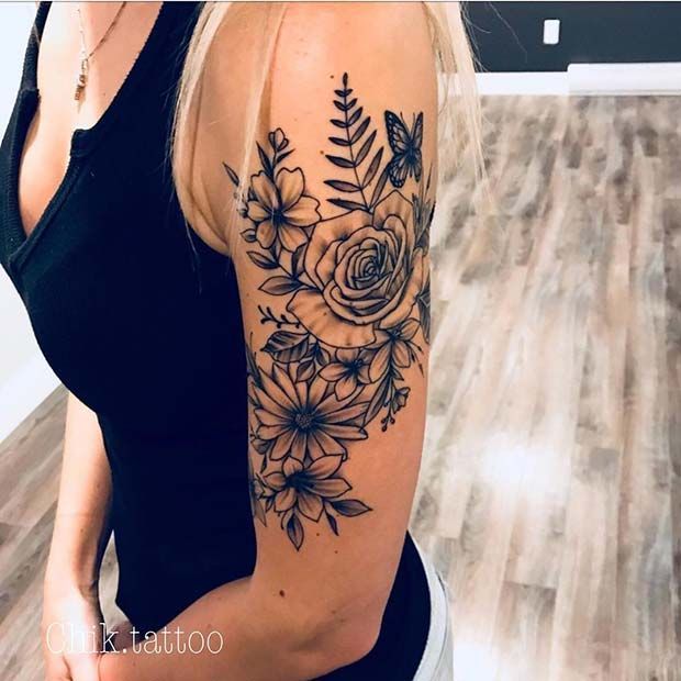 43 Beautiful Flower Tattoos for Women -   22 tattoo arm
 ideas