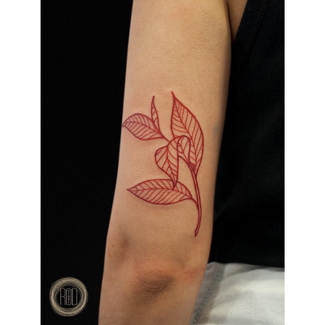 Red leaves inked on the back of the left arm #tattoo_arm_back -   22 tattoo arm
 ideas