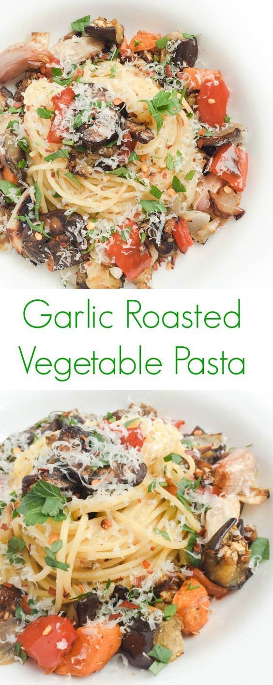 Garlic Roasted Vegetable Pasta Recipe - The perfect easy, simple, and healthy meal for dinner or leftover lunch!  - The Lemon Bowl -   22 veggie pasta recipes
 ideas