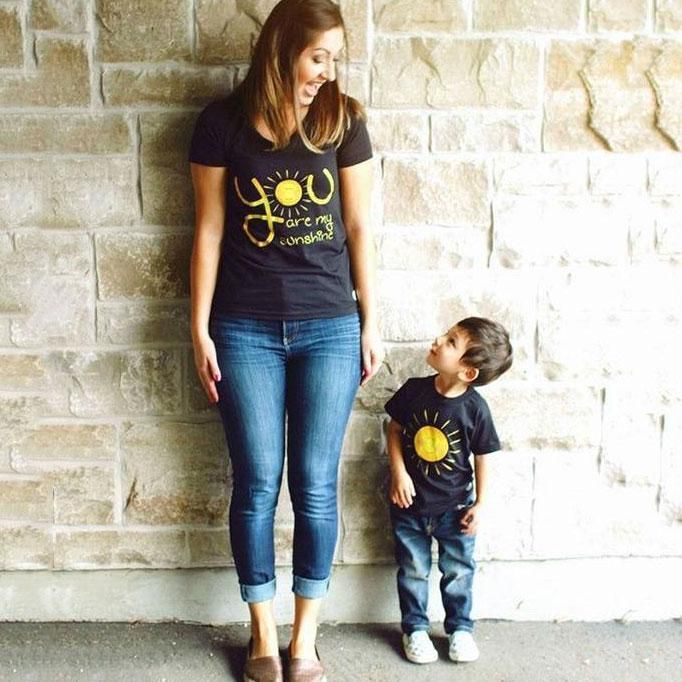 Mom Girl Letters Sunshine Pattern Matching T-Shirt -   23 boy mom style
 ideas