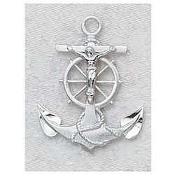 Sterling Silver Anchor Crucifix with 24 inch chain -   23 cross anchor tattoo
 ideas