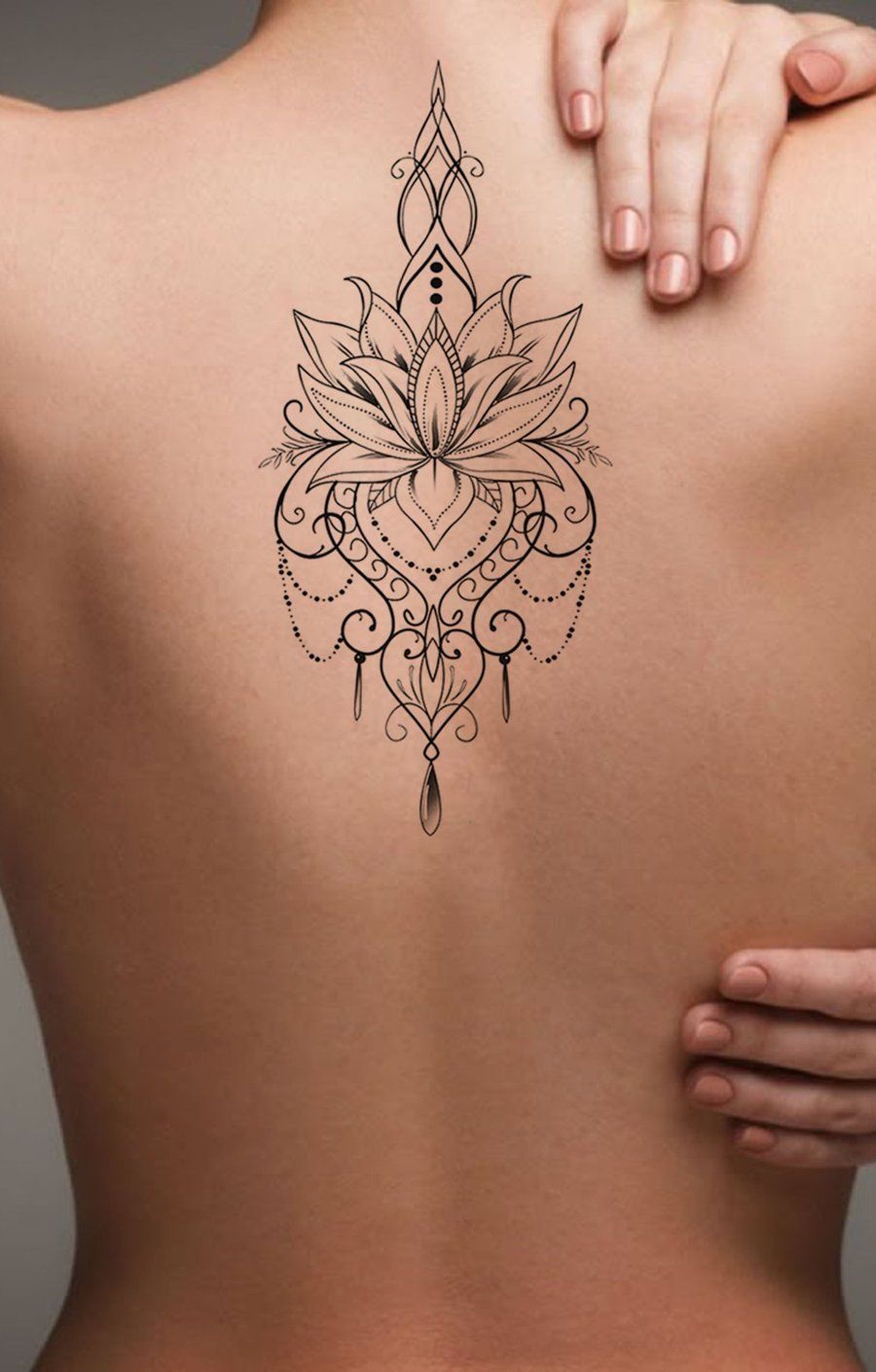 Mallana Boho Lotus Chandelier Jewelry Temporary Tattoo -   23 cross thigh tattoo
 ideas