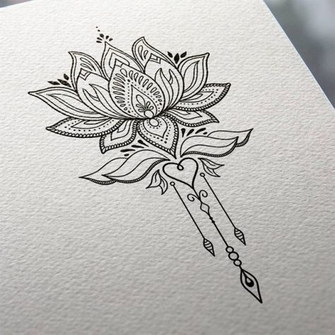 Lotus Flower Tattoo Design - MND2 by christian -   23 cross thigh tattoo
 ideas
