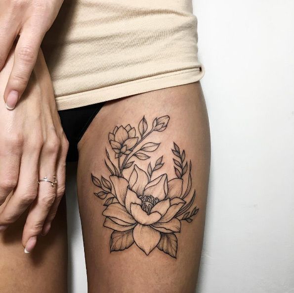 75 Magical Tattoo Designs All Millennial Girls Will Love -   23 cross thigh tattoo
 ideas
