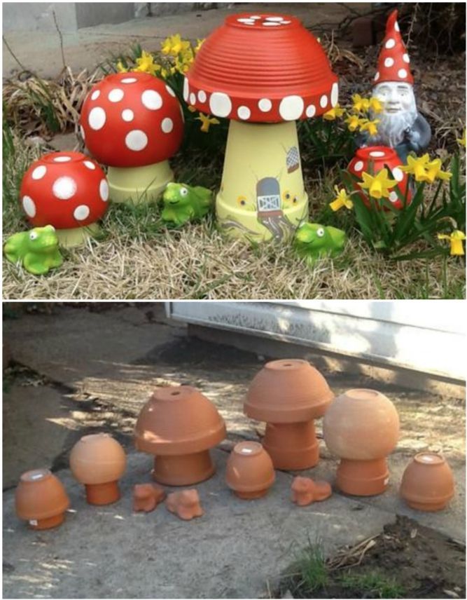 How To Make Clay Pot Toadstools For Your Garden -   23 decorating garden pots
 ideas