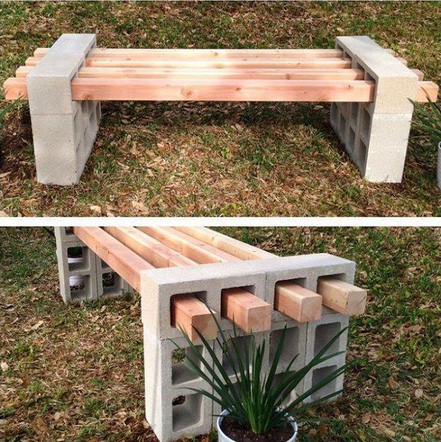 20+ Creative Uses of Concrete Blocks in Your Home and Garden -   23 homemade garden bench
 ideas