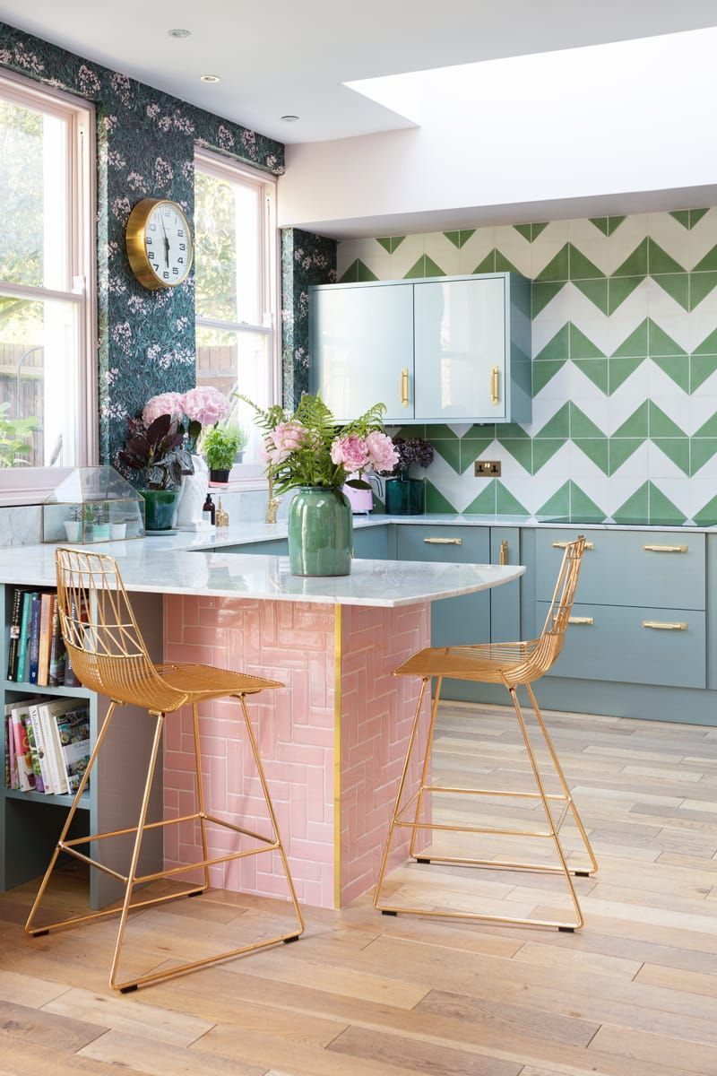 Every Inch of This Colorful Kitchen Remodel Is Charming -   23 pink kitchen decor
 ideas