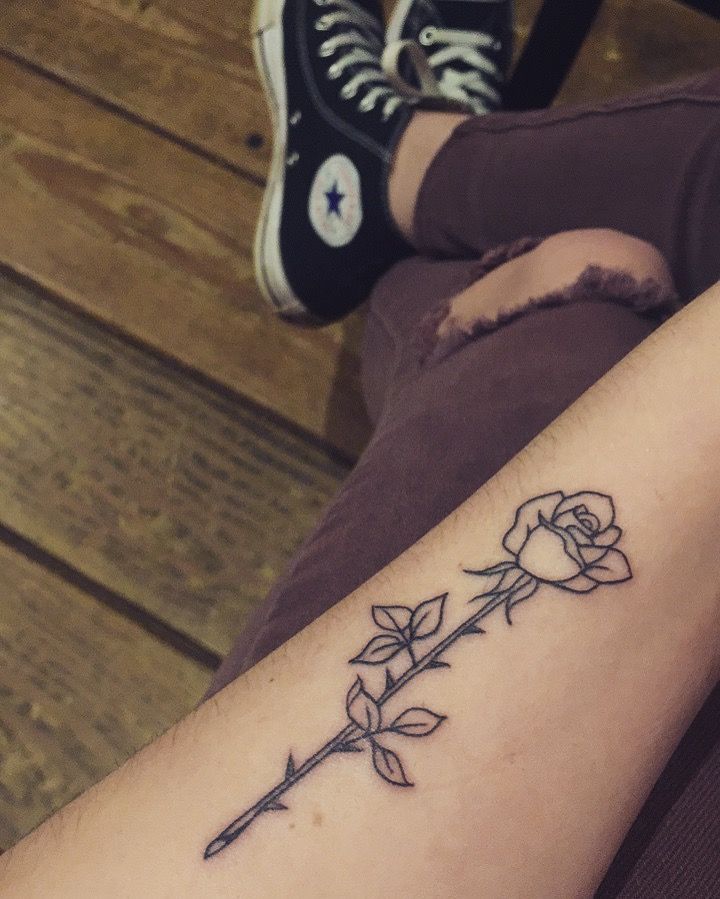 Rose tattoo. Small tattoo. Flower tattoo. Simple tattoo. Rose with stem. -   23 simple tattoo rose
 ideas