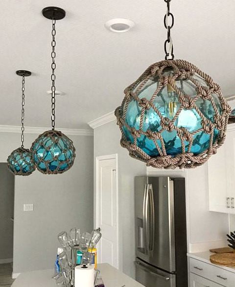 Coastal Lamps inspired by Fishing Glass Floats -   24 beach decor furniture
 ideas