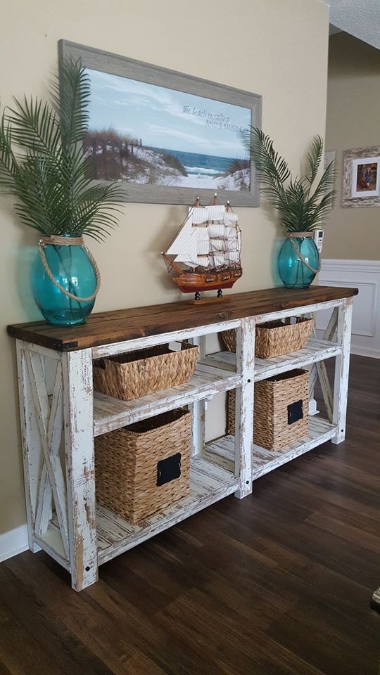 Beach House Decor - Coastal Style Console with Decor -   24 beach decor furniture
 ideas