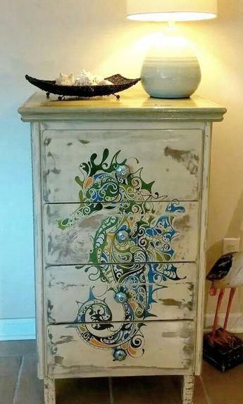 23 Dresser Makeover Ideas Coastal, Beach & Nautical Style -   24 beach decor furniture
 ideas