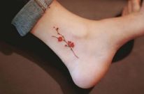 24 cherry blossom ankle tattoo
 ideas