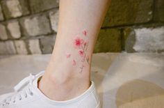 60+ Small Tattoos Every Girl Dreams About Getting -   24 cherry blossom ankle tattoo
 ideas