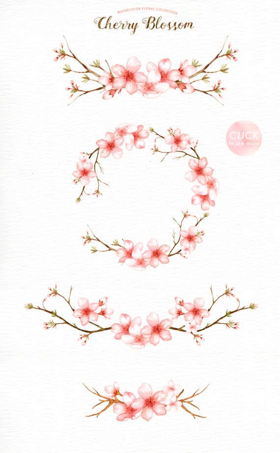 Cherry Blossom Watercolor Clip Art, Spring Flower,Flowers Clip Art, Sakura, Wedding Invitation, DIY, -   24 cherry blossom ankle tattoo
 ideas