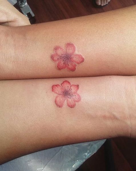 45 Sister Tattoos That Will Go Down As Some Of The Greatest -   24 cherry blossom ankle tattoo
 ideas