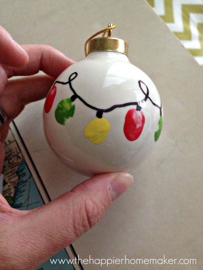 Kid's Fingerprint Christmas Light Ornament -   24 diy ornaments family
 ideas