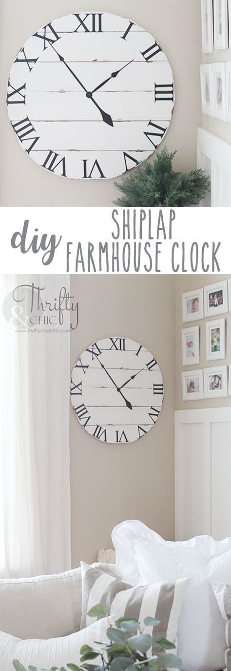 DIY Shiplap Wood Farmhouse Clock -   24 diy wall kitchen
 ideas