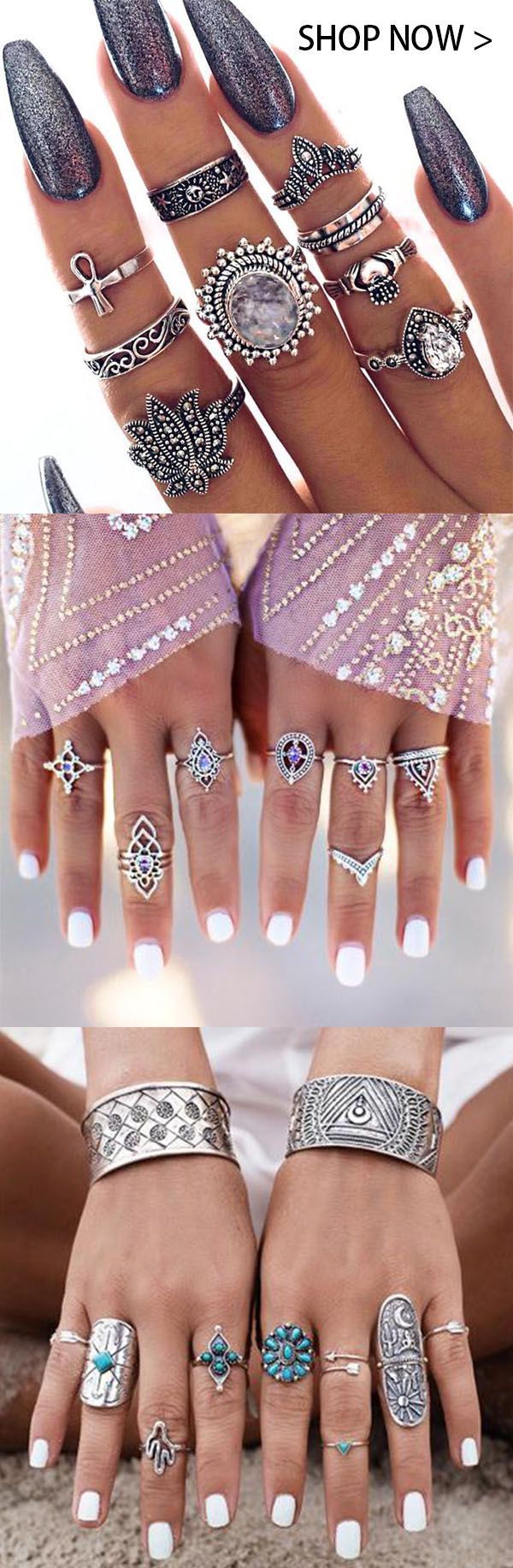 Hot Sale!Vintage Ethnic Style Exaggerated Gemstone Rings Set -   24 garden boxes design
 ideas