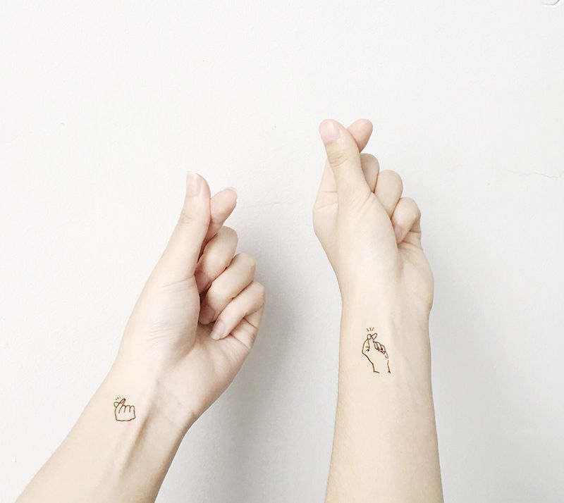 2 Quote Matching Temporary Tattoos - Kpop Hot Finger Heart Tattoo - Love You Heart Gestures from Chowmii -   24 mens fitness tattoo
 ideas