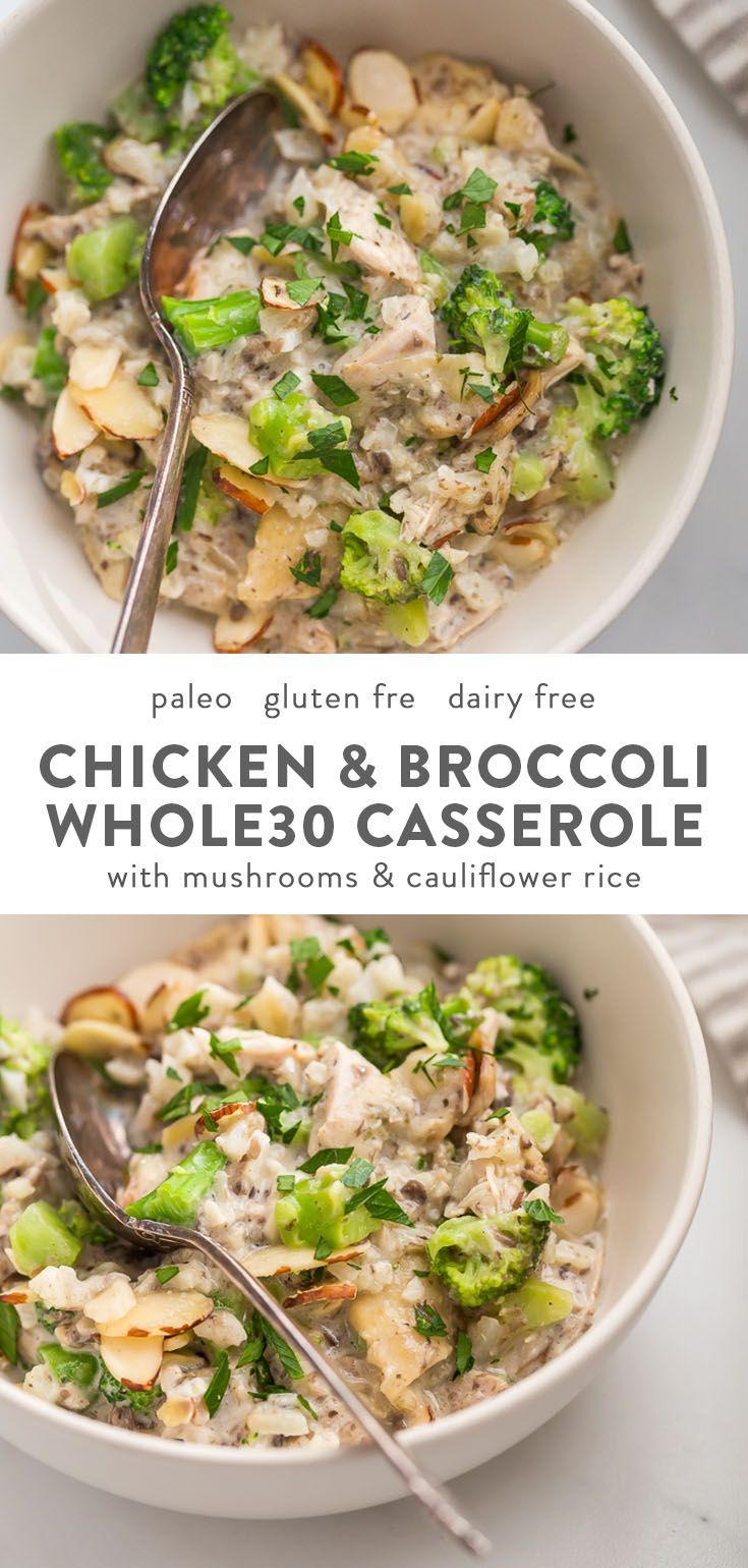 Whole30 Casserole with Chicken, Broccoli, Rice, and Mushrooms (Paleo) -   24 mushroom recipes clean eating
 ideas