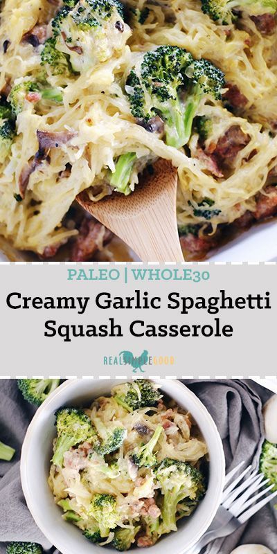 Creamy Garlic Spaghetti Squash Casserole (Paleo, Whole30, GF + Dairy-Free) -   24 mushroom recipes clean eating
 ideas