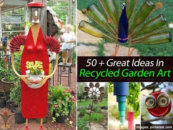 24 recycled garden art
 ideas