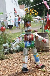 24 recycled garden art
 ideas