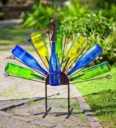 DIY Wine Bottle Ideas for Garden -   24 recycled garden art
 ideas