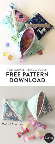 Half Square Triangle Pouch -   24 sewing crafts to sell
 ideas