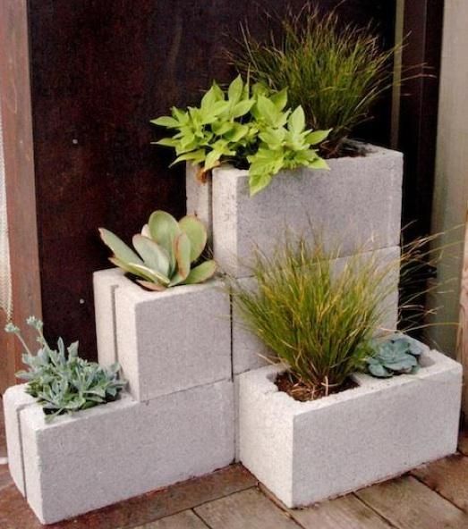 DIY: Concrete Block Planters -   24 small patio decor
 ideas