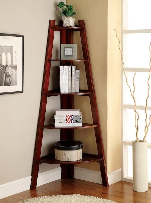 Merlor 5-Tier Corner Display Stand Cherry -   25 diy bookshelf corner
 ideas
