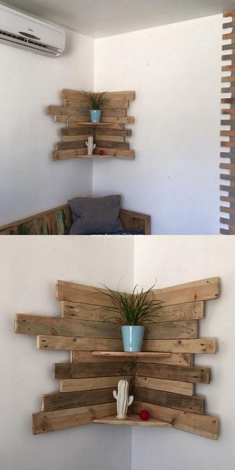 Very Beautiful Diy Wooden Pallets Corner Shelf Fresh Idea -   25 diy bookshelf corner
 ideas