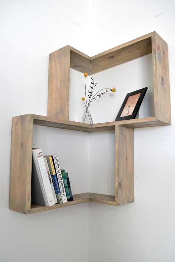 Corner box shelf. This would take up way less space than a bulky bookshelf! -   25 diy bookshelf corner
 ideas